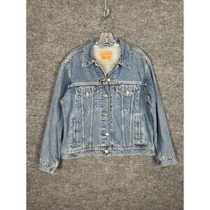 Levis Womens Denim Trucker Jacket Size Large Button Up Blue Medium Wash Cotton
